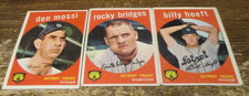 3) 1959 Topps Detroit Tigers baseball card #302 Don Mossi 318 Bridges #343 Hoeft