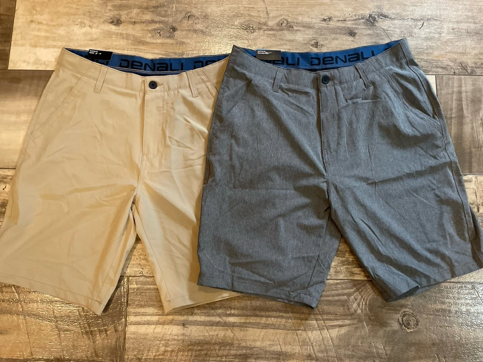 Denali Stretch Hybrid Comfort Flex Waistband Khaki & Gray Shorts Size 32