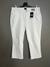 Lee Womens Capri Mid Rise Pants 14-M Bright White