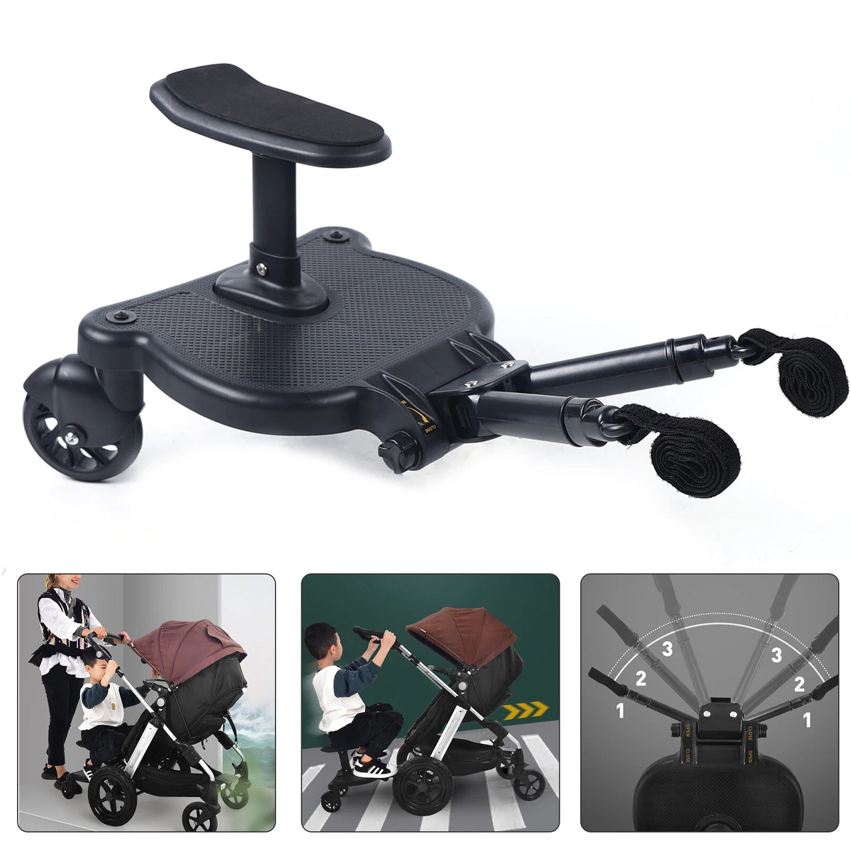 Wheeled board clearance stroller
