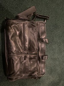 Vintage TUMI Briefcase Black Leather Messenger Laptop Tablet Bag