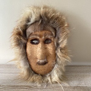 Eskimo Inuit Alaskan Caribou Skin and Fur Mask Man