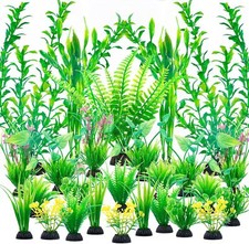Aquarium Plants Decorations Artificial Green Plastic Fish Tank 26 PCS