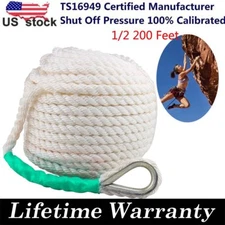 1/2"x200' Twisted 3 Strand Nylon Anchor Rope Thimble Braided Boat Lines Dockline
