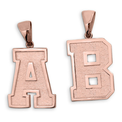 Echt 14K Rotgold Herren Initiale Anhänger Uni Buchstabe & Zahl Sportschmuck