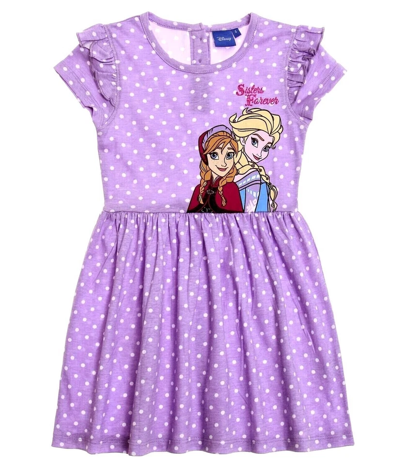 Disney Frozen Eiskönigin Sommer T Shirt Kleid Rock Anna Elsa 110 128 140 LILA