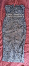 Boohoo strapless lace look blue dress Size 10