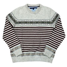 Tommy Hilfiger Sweater Men  s Fair Isle Crew Neck Nordic Knit Wool Blend Size XL