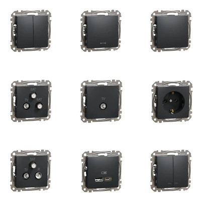 Schachtel Rahmen Computeranschluss Schneider SEDNA DESIGN SCHWARZ ANTHRAZIT