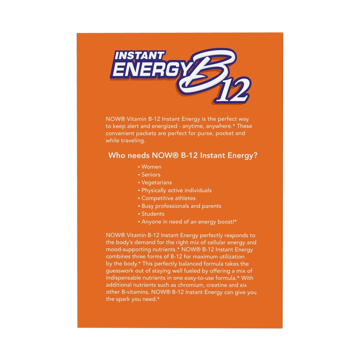 NOW Foods Instant Energy B-12 2,000 mcg 75 Packets, Cellular