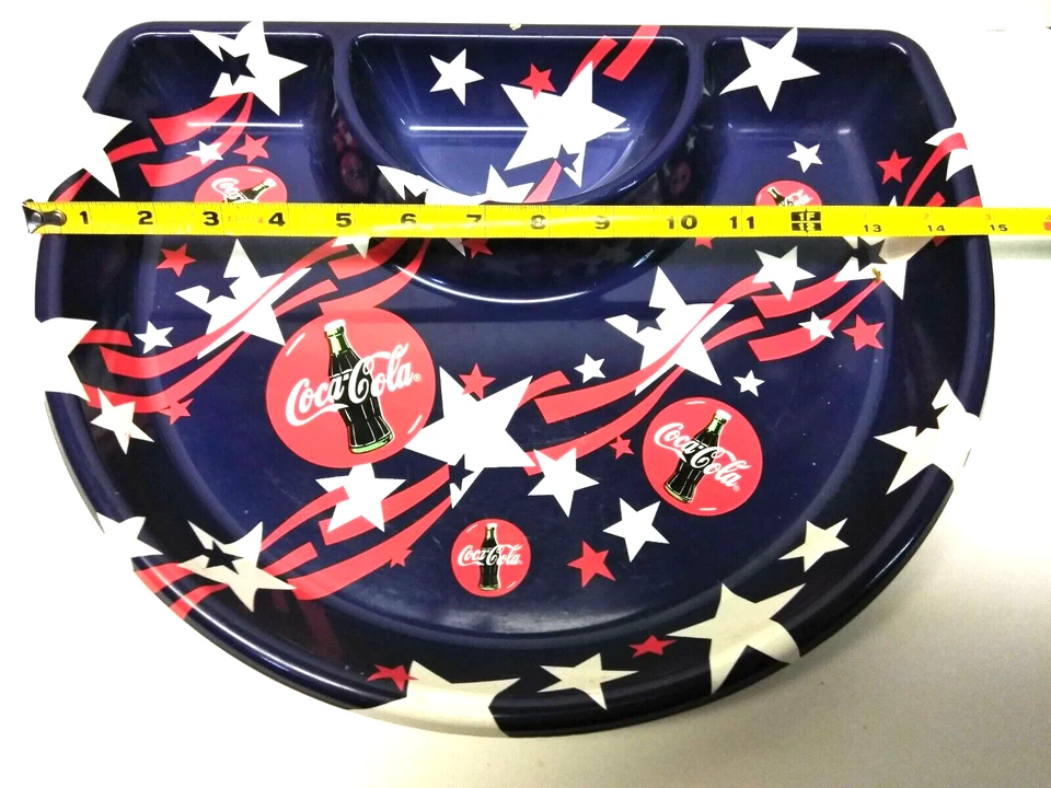 RED WHITE & BLUE Coca Cola Coke Collectible 4th of July PLASTIC CHIP & DIP TRAY - Image 2 of 4