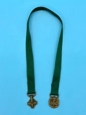 Vintage Bronze Green Ribbon Bookmark Religious Theme