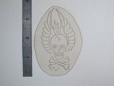 vtg 1960s Tattoo Flash acetate stencil Skull Crossbones wings signed HAR2