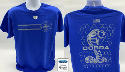 Blue T-Shirt - Ford Mustang Shelby Cobra Grille Logo w/ Script Emblem