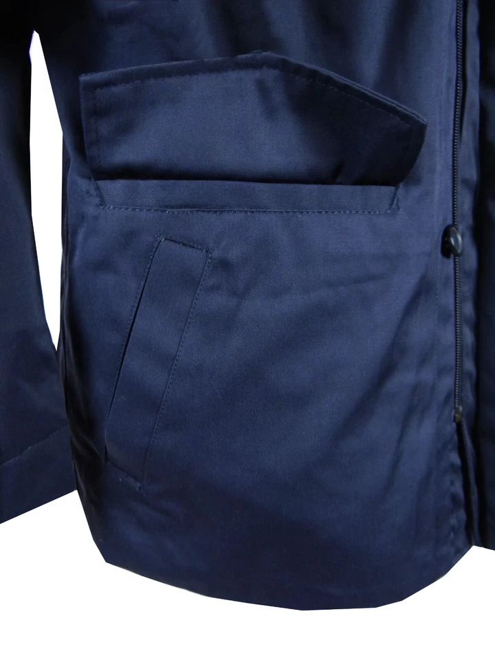 Twill Trench Coat Mens Water Resistant Zip Up Hand w/ Pouch Pockets Silky Lining - Image 4 of 4