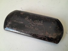 Rare Antique 1911 Patent Auto Glas Metal Eyeglass Case No Glasses Velvet Lined