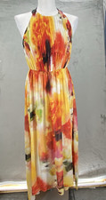 Alice & Olivia Ryan high Kneck leather T Back maxi Dress  6 sunset Beach Summer