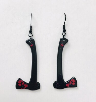 Acrylic AX Earrings ,Hand made Earrings , Christmas Gift .