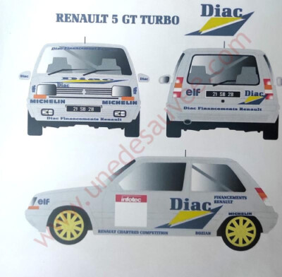 Aufkleber Renault Super 5 GT Turbo   DIAC   Komplettset