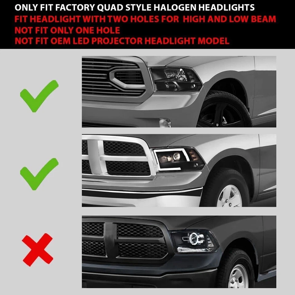 Faros LED DRL negros y transparentes para Dodge Ram 1500/2500/3500 2006-2009 Foto 2 de 4