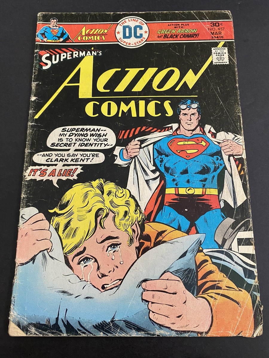 Action Comics 457, Classic Suggestive NSFW cover. Mid Grade Reader