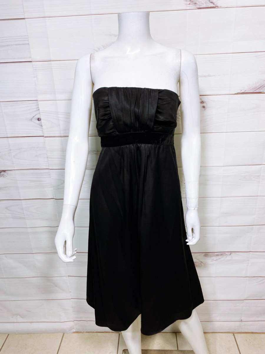 Banana Republic Womens Strapless Dress Size 4 Black Side Zip Sleeveless  100%Silk