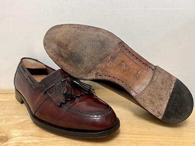 Bally Burgundy Leather Bristol Tassel  Loafers Shoes Men Sz 9.5D made in Italy