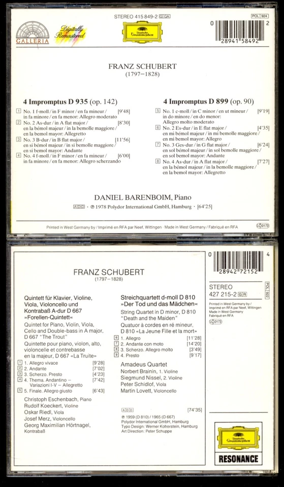 2 Klassik-CDs★Franz SCHUBERT★FORELLEN-QUINTETT + IMPROMPTUS★Deutsche Grammophon★ - Bild 2 von 4