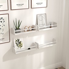 Set 4 Floating Shelves Wood Wall Mounted Shelf Display Book Shelf For Kids Home