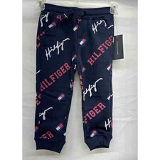NWT Tommy Hilfiger Logo Joggers Unisex Sz 3T. Drawstring. Navy Blazer