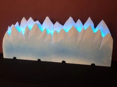 DOUBLE-LAYER LIT MOUNTAIN BACKDROP SET FOR DEPT 56 OR LEMAX VILLAGES, FREE SHIP