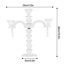 3-Candle Holder, 10.5in Artificial Crystal Candle Holder, 3-Arm Candle Holder