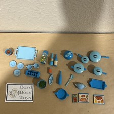 Barbie Dream Kitchen Dish Lot - Blue Dishes - Vintage