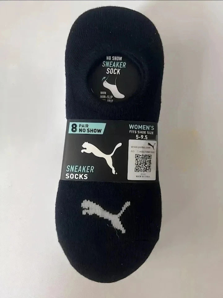 Calcetines deportivos PUMA No Show para mujer negros/blancos/grises, talla de zapato 5-9,5, 8 pares Foto 4 de 4