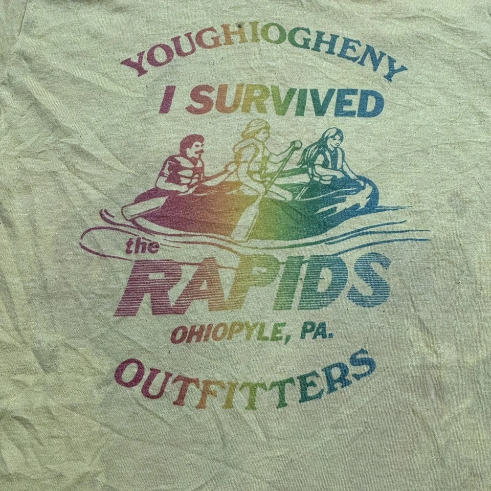 Camisa De Colección Años 70 80 I Survived The Rapids Youghiogheny Outfitters Talla S/M Foto 2 de 4