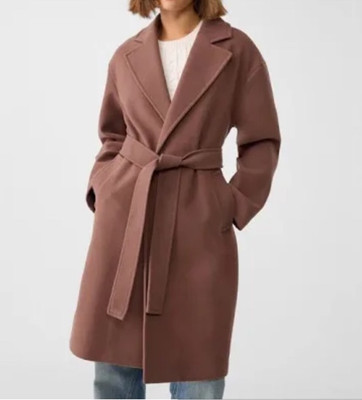 Stradivarius soft Look Lapel Belted Midi Coat L TAUPE MAUVE