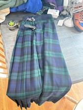 Vtg Scotch House Blue Green Black Tartan Plaid Wool Scottish Kilt Dress 24