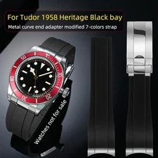 20mm 21mm 22mm Rubber Strap For Tudor Black Bay Chrono 1958 S&G Curved End