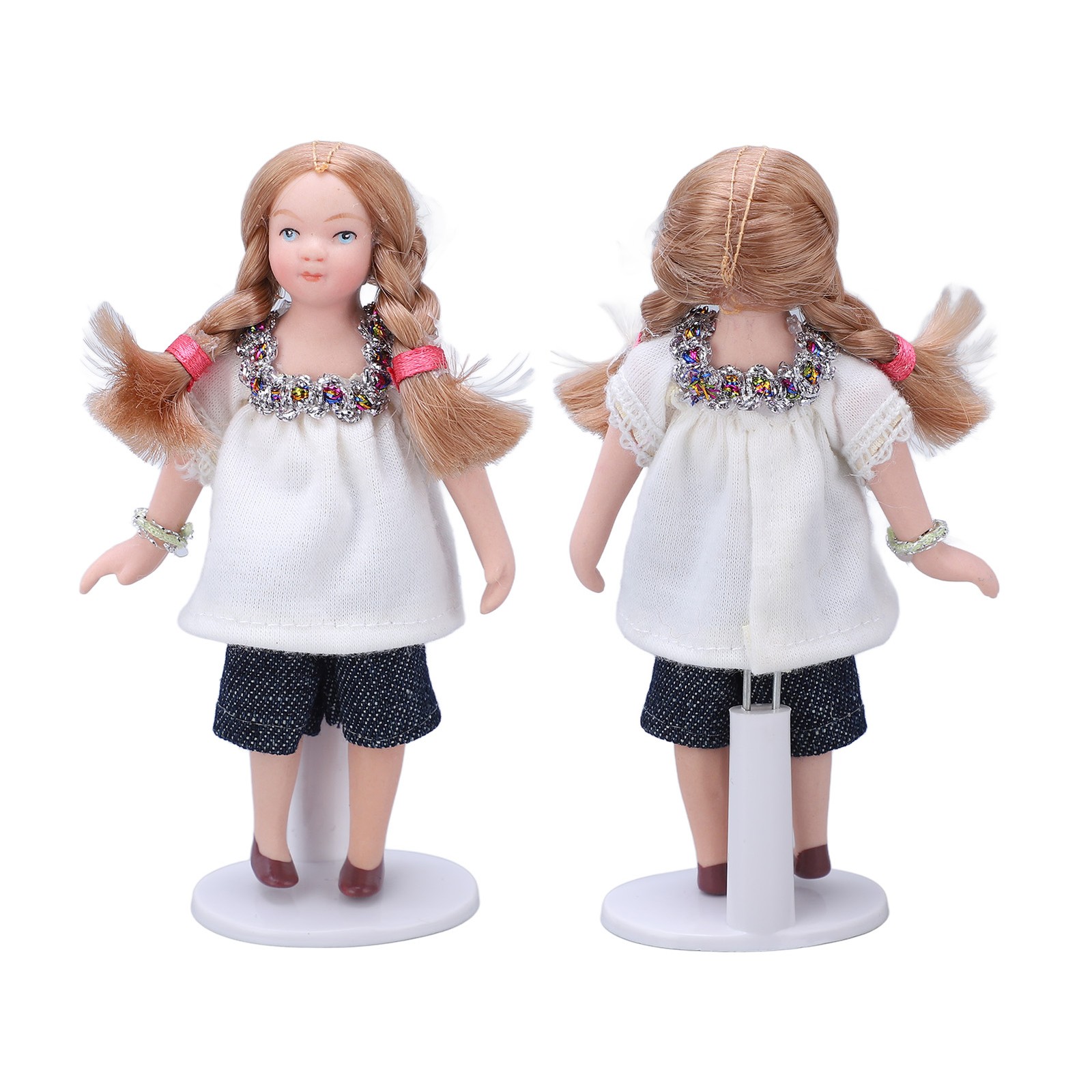 1:12 Scale Porcelain Girl Dollhouse Miniature For Charming Poses Excellent