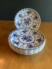 6Vintage Johnson Brothers Ironstone Indies Blue Saucer/Bread/Butter Plates 5.75