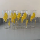 7 Vtg MCM Federal Tall High Ball Tom Collins Lemon Wedge Slice Lemonade Glasses