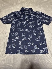 Bad Birdie Polo Shirt Mens Large Blue Fish Print Golf Performance Stretch