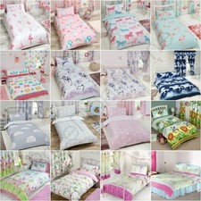 GIRLS DUVET COVERS BEDDING JUNIOR, SINGLE, DOUBLE - UNICORNS BIRDS STARS MORE