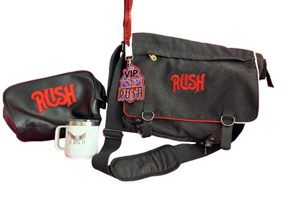 Rush 2026 Fifty Something Tour VIP package: Messenger & Toiletry Bags, Mug & VIP