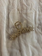 Gold Metal Starfish Rhinestone Embellished Claw Hair Clip 4.5 in Women