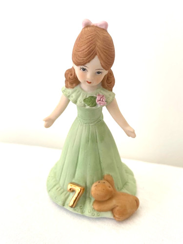 VINTAGE ENESCO Growing Up Birthday Girl Figurine Age 7 Cake Topper Keepsake