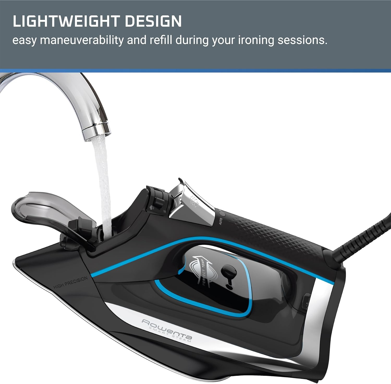 Smart Temp Stainless Steel Steam Iron with 1725 Watts and Auto-Off Feature