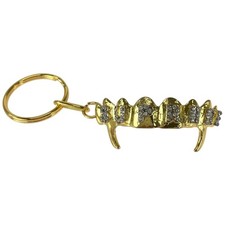 Supreme 19Stainless Steel FRONTS KEYCHAIN Rhinestone Keychains Gold plating