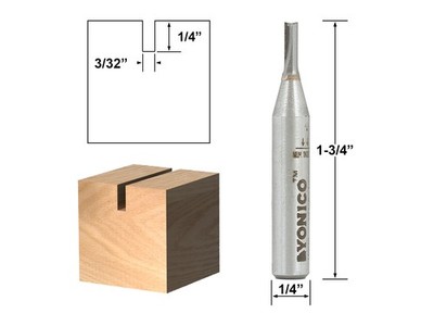 3/32'' Diameter Carbide Insert Straight Router Bit - 1/4'' Shank - Yonico 14003q