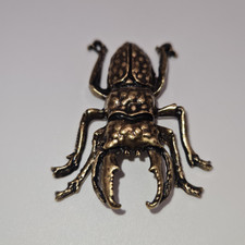 Hirschkäfer Messing Figur massiv Goldfarben Käfer Deko Skulptur Vintage